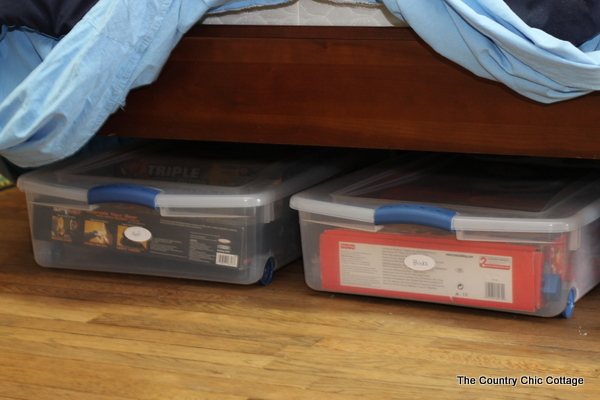 Great ideas for under the bed storage for toys!