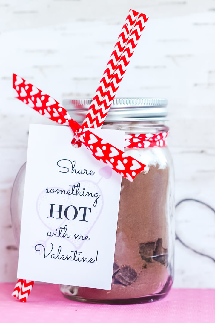 valentines jar filled with hot chocolate