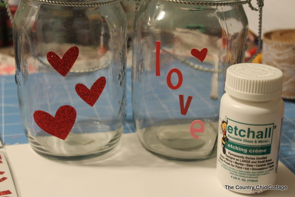 Glass etched mason jar lanterns -- perfect for weddings and so easy to make! I had no idea they made etching cream that you could re-use over and over!