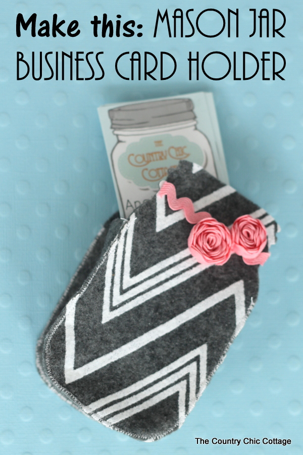 Step by step instructions on how to make this fun mason jar business card holder -- a quick and easy sewing project perfect for any mason jar lover!