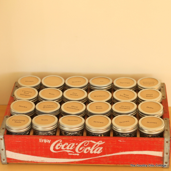 DIY Hardware Organizer Made With Mason Jars