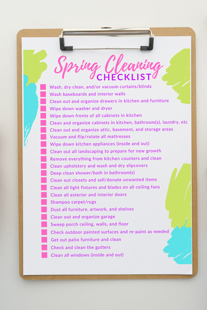 free printable cleaning list
