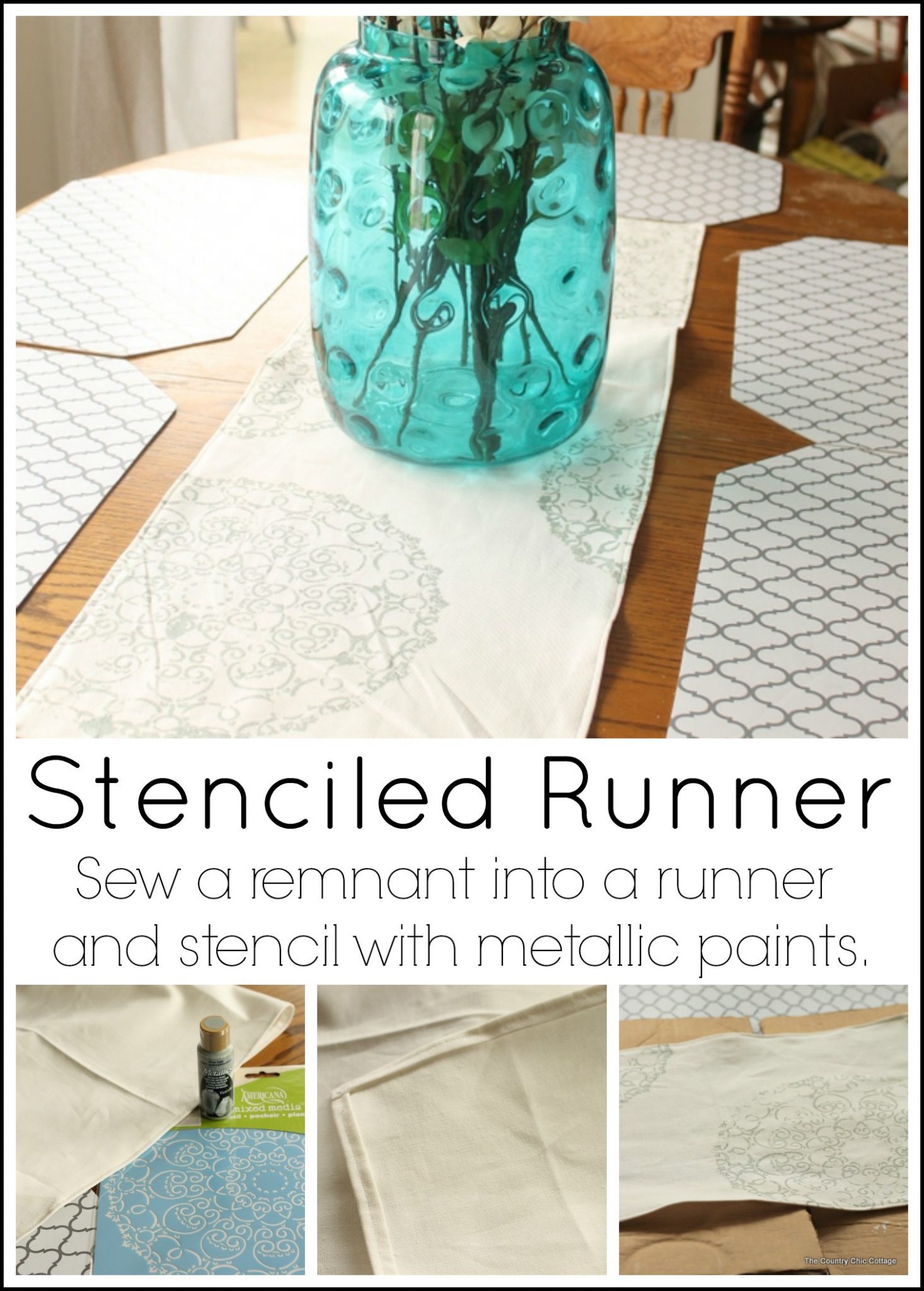 DIY stenciled table runner graphic