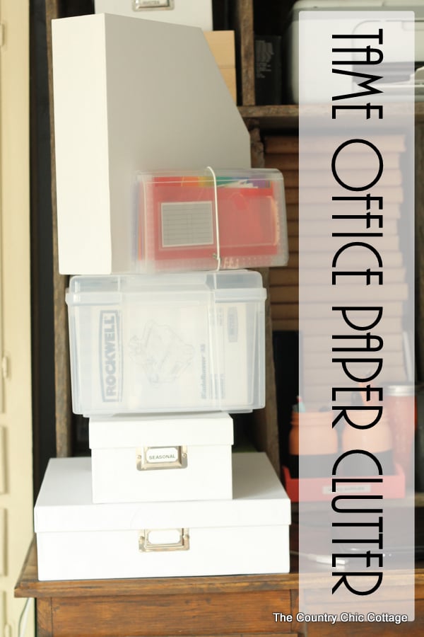 Get tips and tricks for taming office paper clutter in this great post! Get organized in your home office this year!