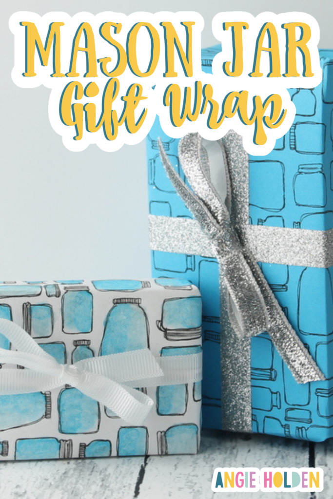 Mason jar gift wrap pinnable image