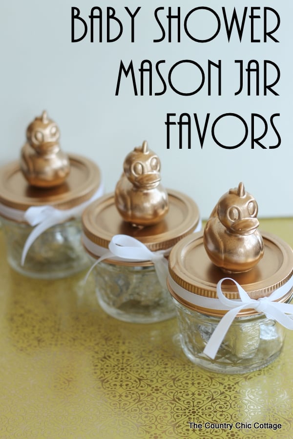 Baby shower mason jar favors in pinnable image
