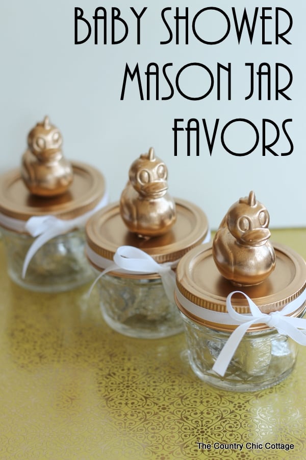 Baby shower mason jar favors -- add a simple topper to mason jars for the perfect baby shower favors in minutes!