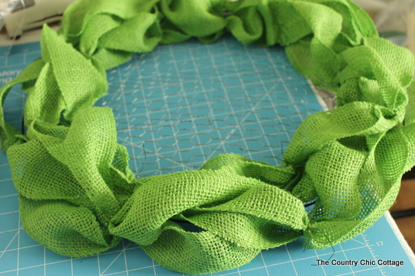 Spring Burlap Wreath with green ribbons