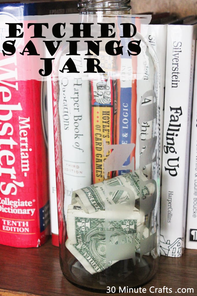 etched savings jar