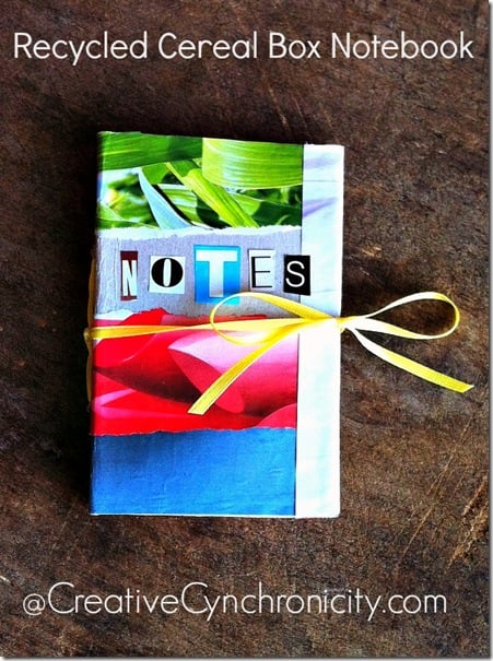 recycled cereal box notebook