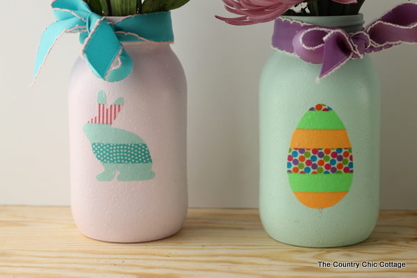 Completed Easter mason jars