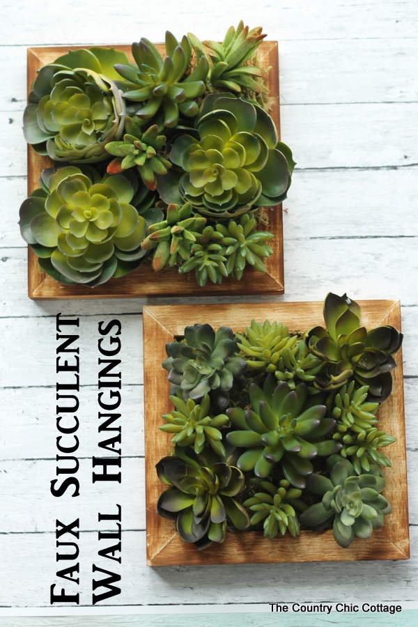 Fun faux succulent wall decor that you can make in 10 minutes or less!  Get the full instructions with a video!