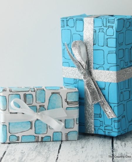 Mason jar gift wrap -- print this gift wrap at home for free and use it to wrap presents any time of the year!