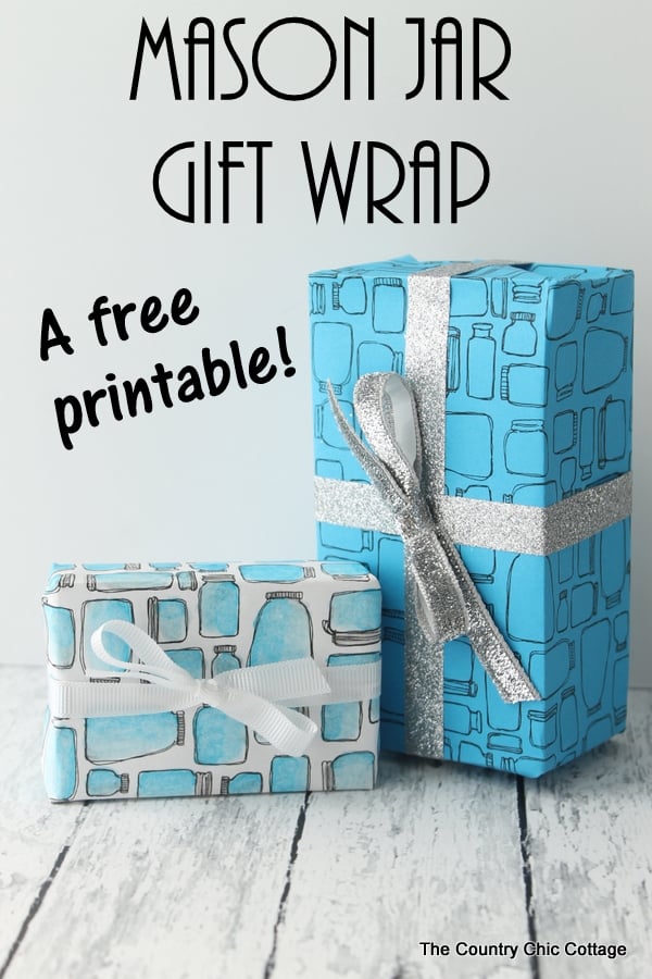 Mason jar gift wrap -- print this gift wrap at home for free and use it to wrap presents any time of the year!