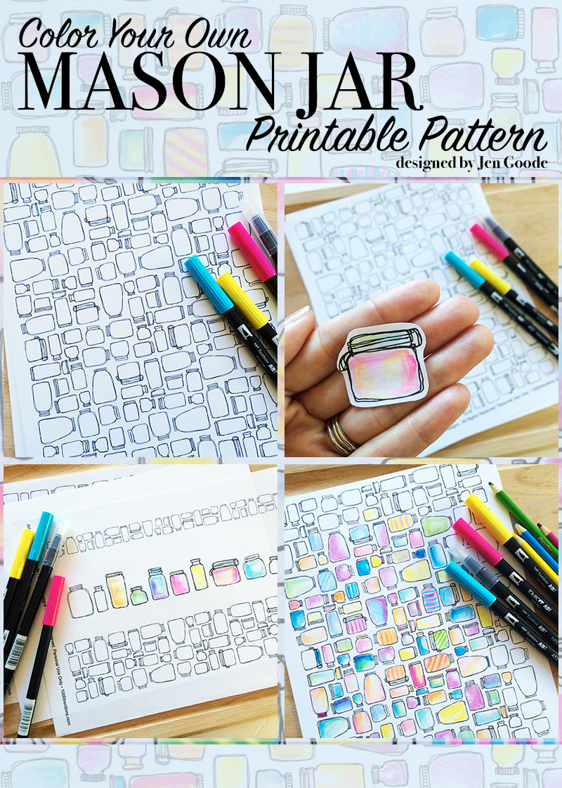 Mason Jar Pattern Printable set by Jen Goode