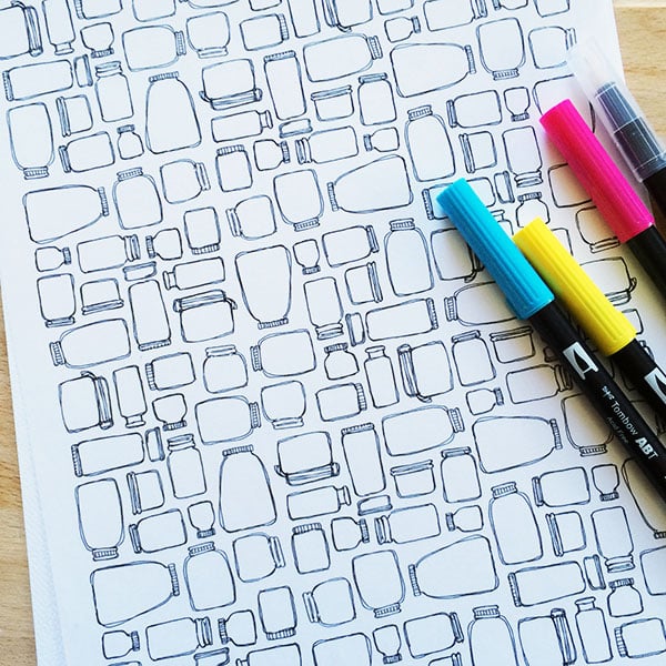 Mason Jar pattern line art designed by Jen Goode