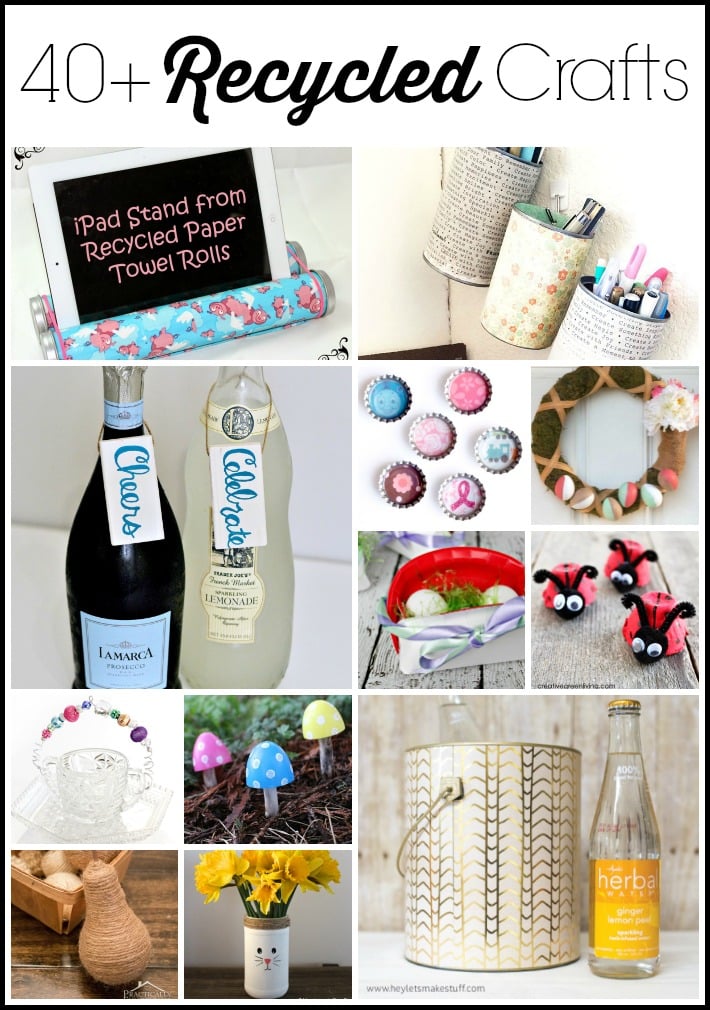 Get over 40 crafts from recycled materials for Earth Day here! #recycled #crafts #diy