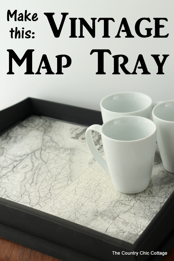 Make this vintage map tray including pouring epoxy to make a glass like surface.