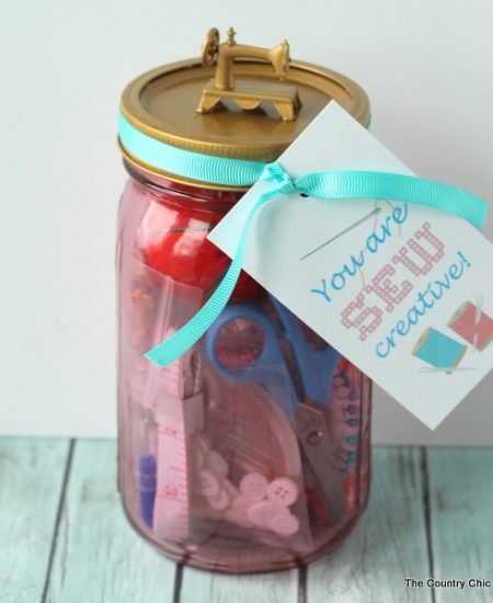 You are SEW Creative gift in a jar -- a fun gift for anyone that is creative! You can make this in less than 10 minutes!