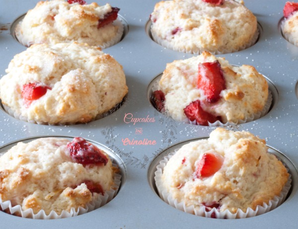 Strawberry and Lemon Muffins in muffin cups ready for the oven from cupcakesandcrinoline
