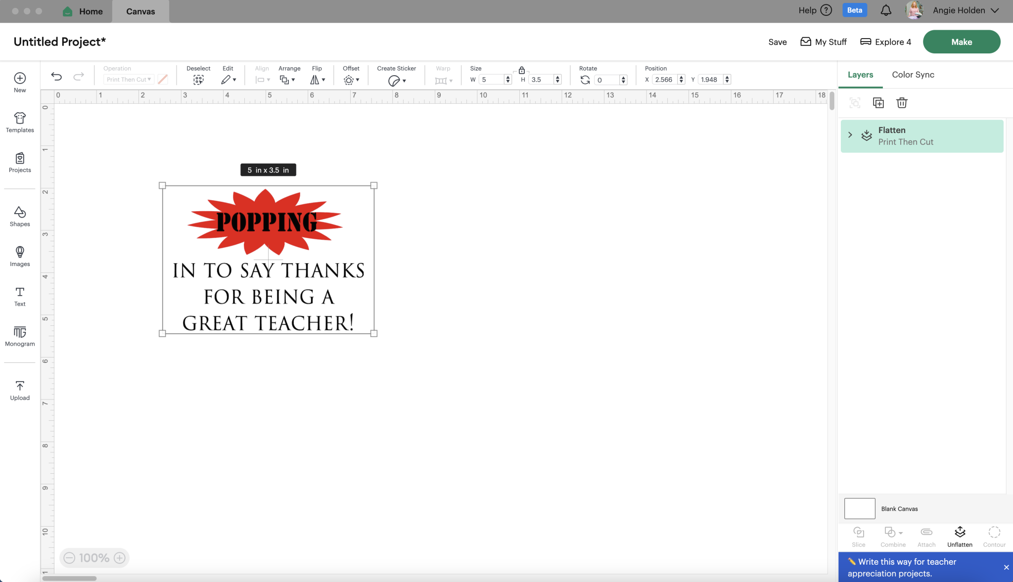 flatten for print then cut