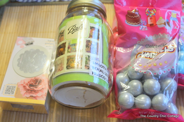 ingredients for teacher gift in a mason jar