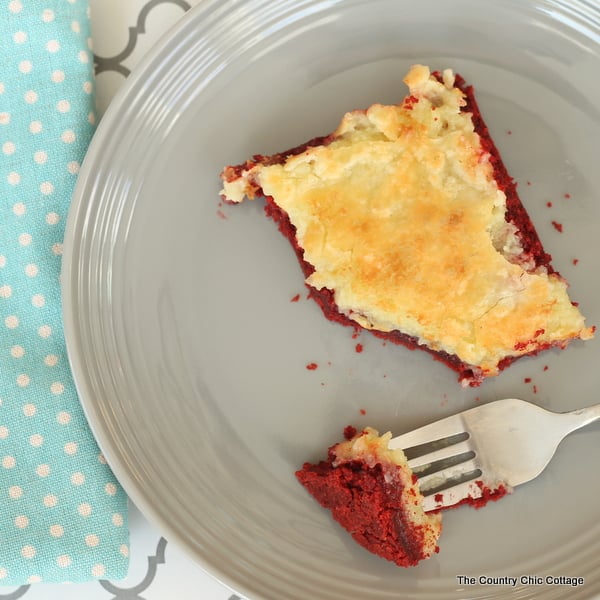 Red velvet cream cheese gooey cake -- this recipe is amazing!