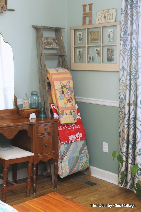 rustic farmhouse bedroom with window picture frame