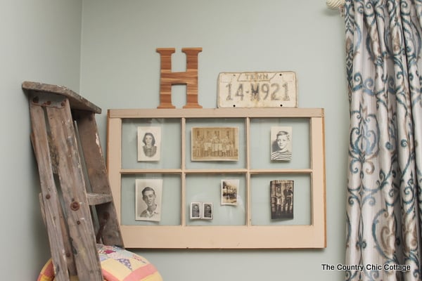 wood window frame hanging on the wall