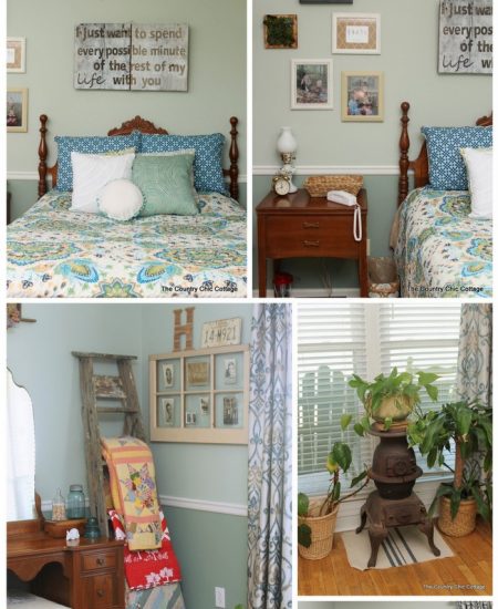 Rustic Farmhouse Bedroom Decor -- get great ideas here for a rustic farmhouse bedroom on a budget. Mix vintage and new items for a gorgeous space in your home.