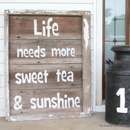 Rustic Sweet Tea Sign -- a great sign for outdoors and easy to make as well!