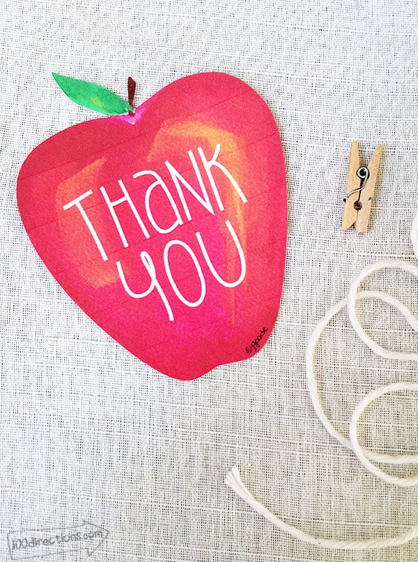 Printable apple Thank You gift tags