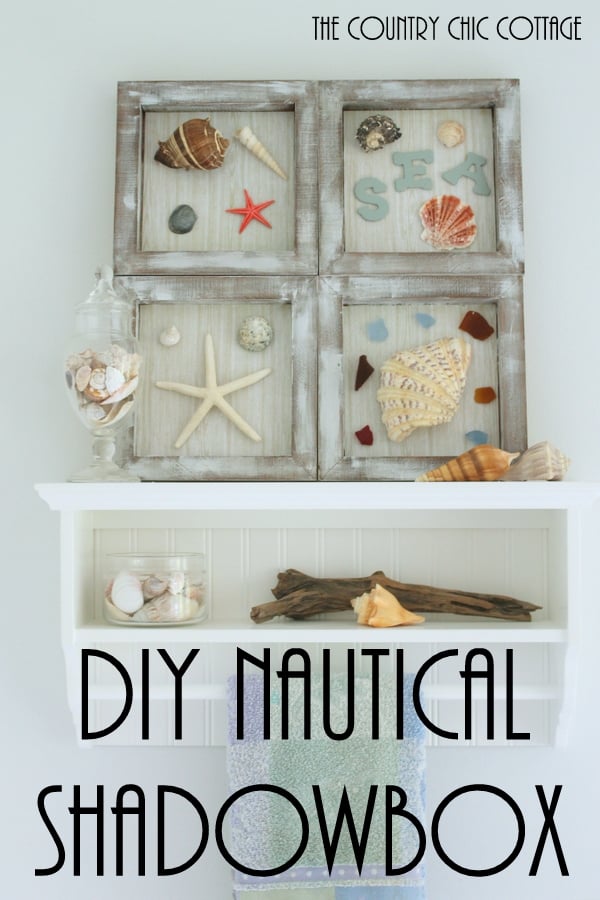 Beach Themed Shadowbox Art -- a fun nautical themed art for your home.  Add in shells and beach treasures from your vacation!