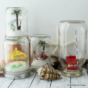 Beach Mason Jar Terrariums -- the perfect way to decorate for summer! Add any miniatures you love!