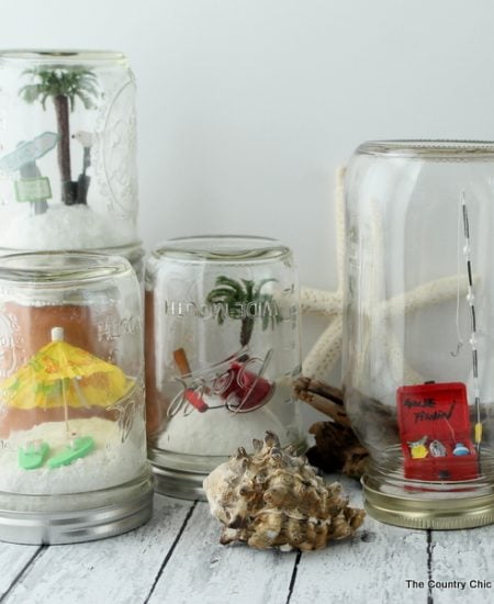 Beach Mason Jar Terrariums -- the perfect way to decorate for summer! Add any miniatures you love!