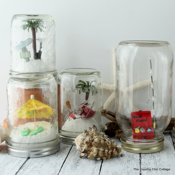 Four beach jar terrariums