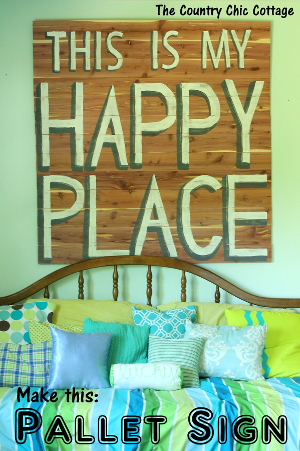 Make this cedar wood pallet sign.  I love that there is no sawing or nailing required!  So easy!!