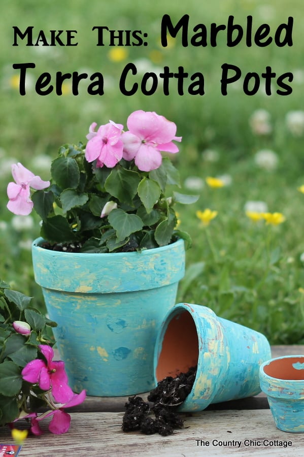marbled terra cotta clay pot