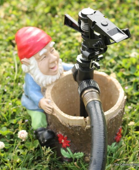 Make your own gnome sprinkler to water your garden or flowers in style! A quick and easy project for your home!