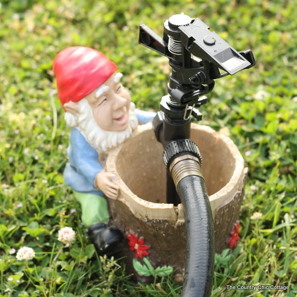 Make your own gnome sprinkler to water your garden or lawn in style!  A quick and easy project for your home!