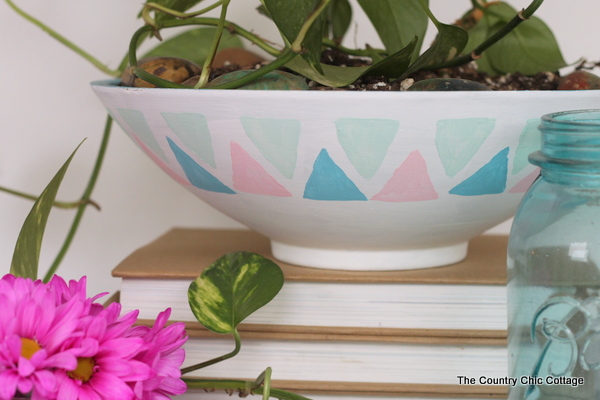 Painted Bowl Planter -- transform a thrift store bowl into a great alternative for your indoor or outdoor plants.