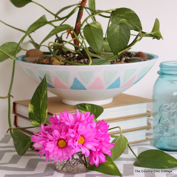 Painted Bowl Planter 