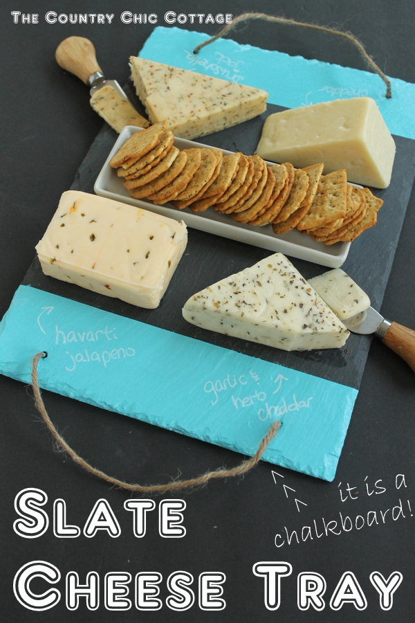 Slate Cheese Tray -- add colorful chalkboard stripes to the edge with this method and have a slate cheese tray for your next party!