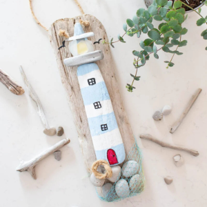 A Coastal Lighthouse Driftwood Craft Idea by Sustain My Craft Habit