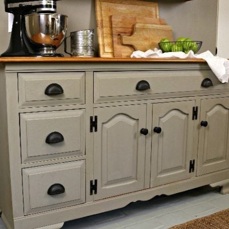 Chalk Painted Buffet With Farmhouse Hardware by Mad in Crafts