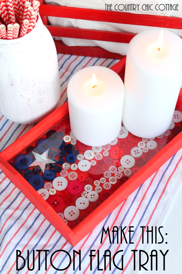 Make This: Button Flag Tray Pinterest image.