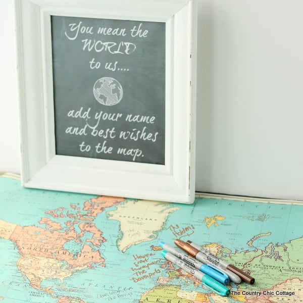 map with markers as a wedding guest book