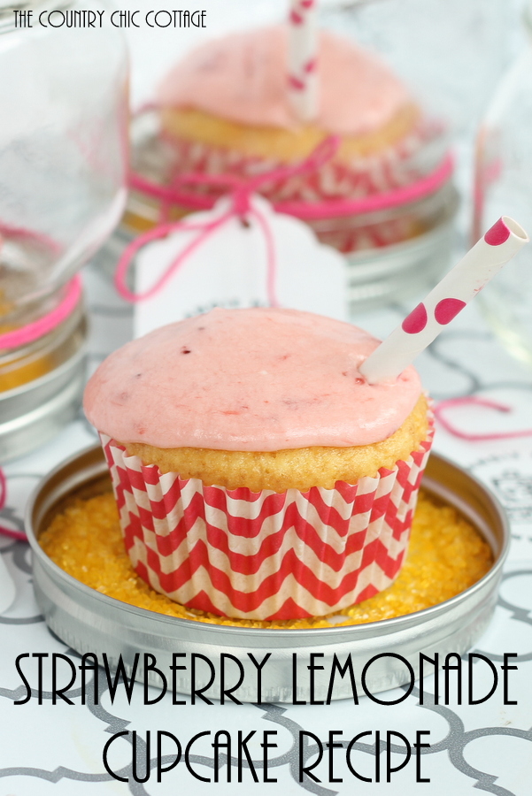 An adorable cupcake gift idea with a recipe for strawberry lemonade cupcakes!