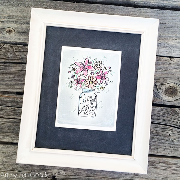 Floral Art Card framed decor - free printable by Jen Goode