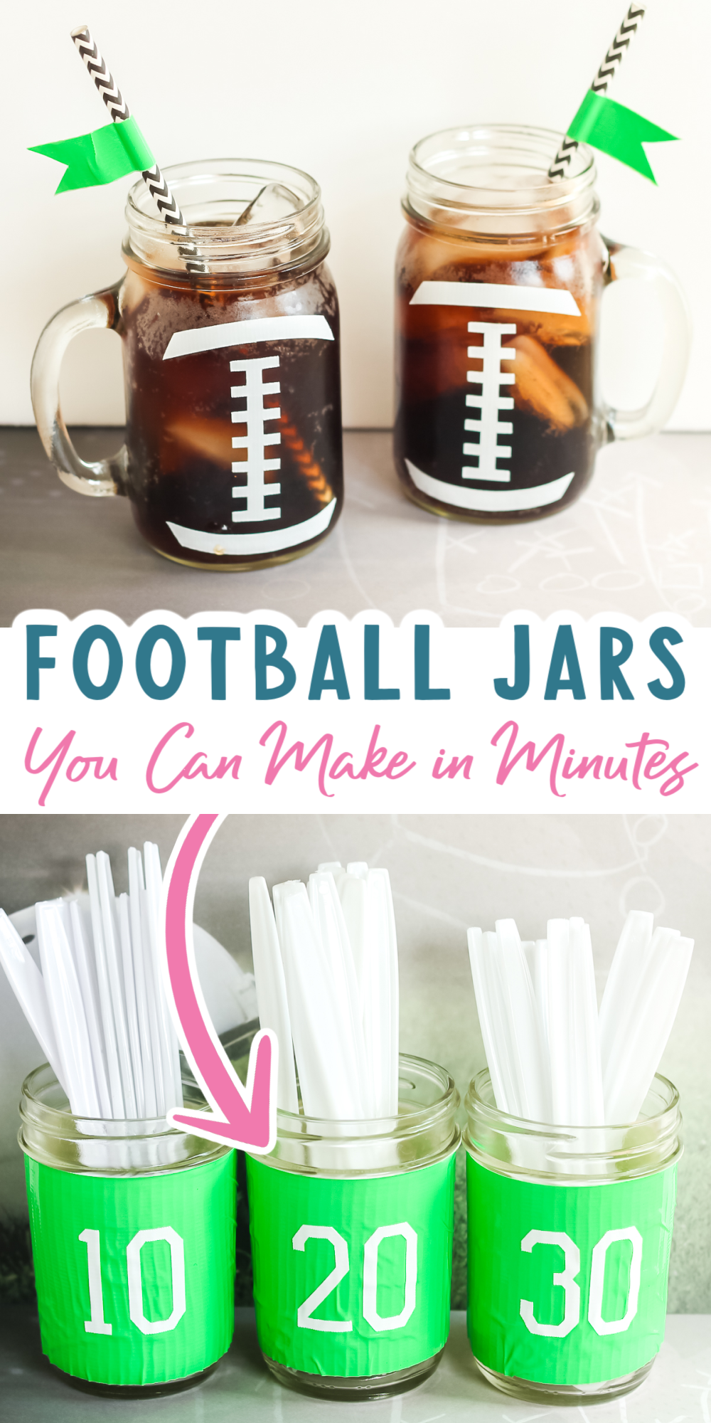 football themed mason jars